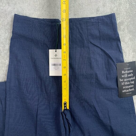 Tuckernuck Pants Womens Size 2 Navy Trouser Casual Cotton Linen Blend 28x27” - Picture 9 of 14